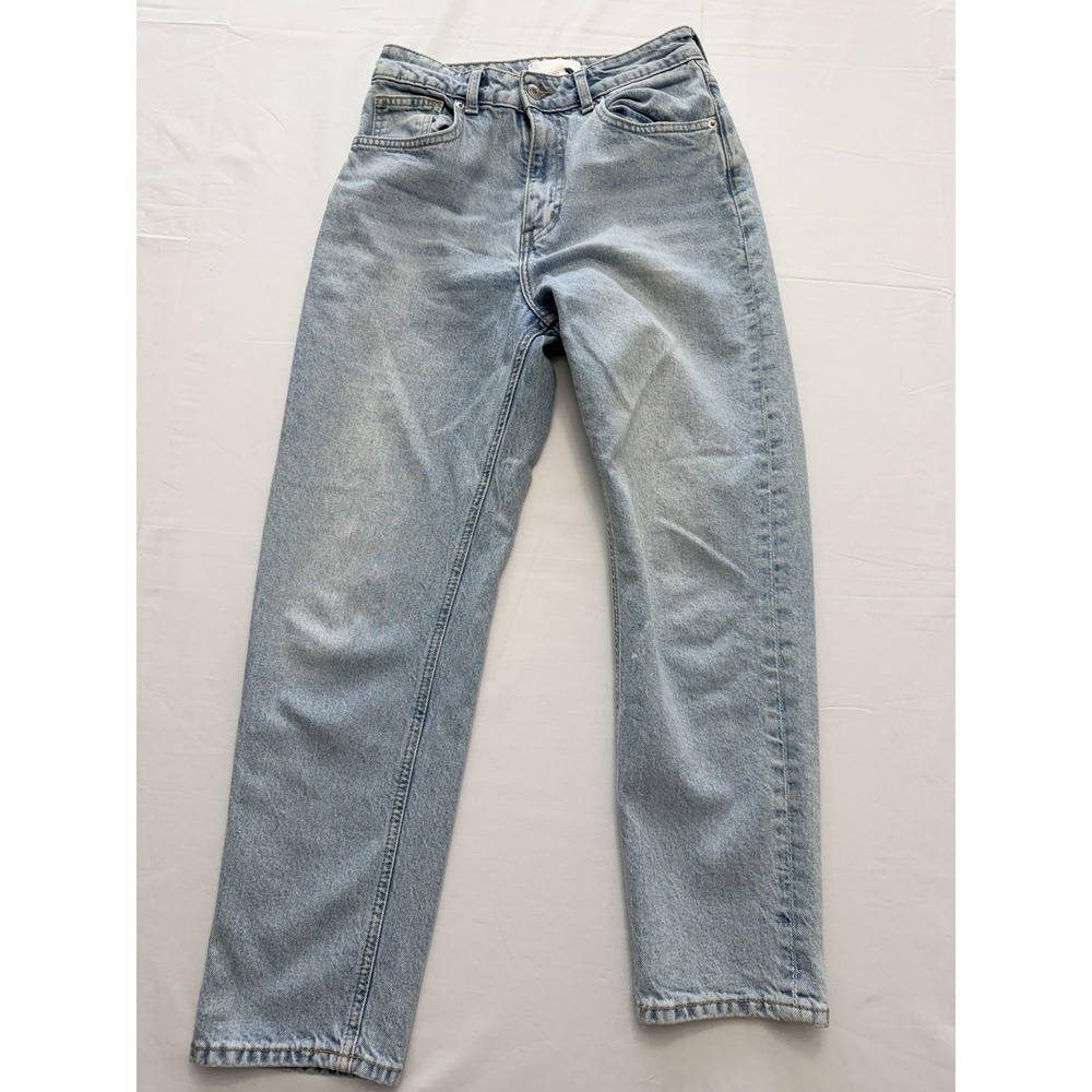 H&M Straight Jeans Womens 4 Blue Light Wash High Rise Stretch 27x28 Denim